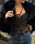 Raven fur coat